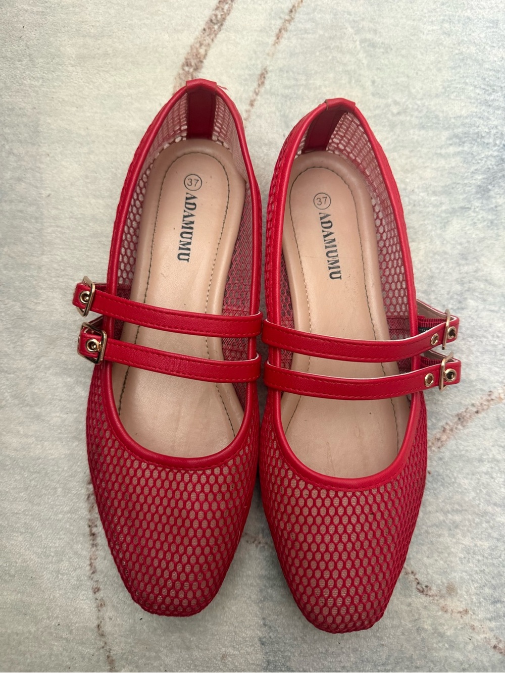 Red Mesh Double-Strap Women’s Flats size 37